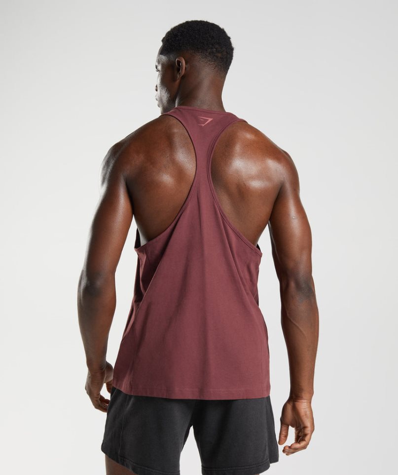 Men's Gymshark Power Stringer Tanks Brown | CA AN5368